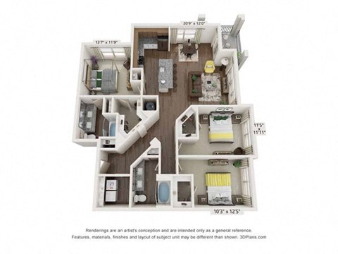 3 bedroom floor plan  the residences at